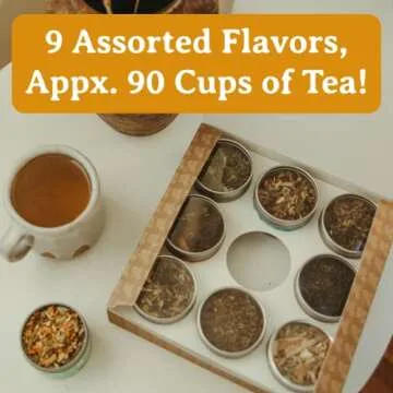 Heavenly Tea Leaves 9 Flavor Variety Pack, Loose Leaf Tea Sampler Gift Set (Approx. 90 Cups of Tea) - High to No Caffeine, Great Hot or Iced, Assortment of Green, Herbal, Black, & White Teas