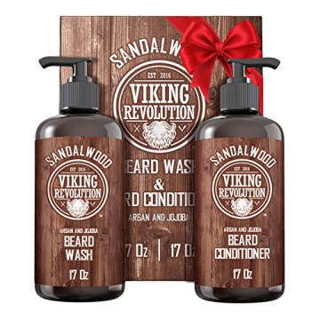 Viking Revolution Beard Wash & Conditioner Set with Argan & Jojoba Oils - Softens and Strengthens - ...