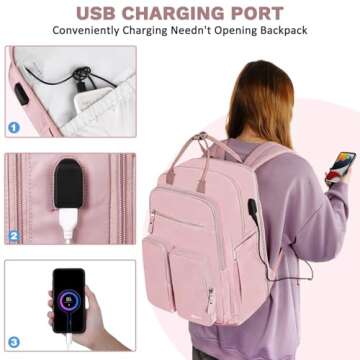 Mancro Travel Backpack for Women with USB Charging Port