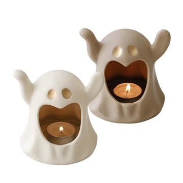 Adorable Spooky Ghostface Candle Holder Set of 2 for Home Decor