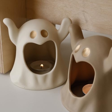 Spooky Ghostface Candle Holder Set for Halloween Decor