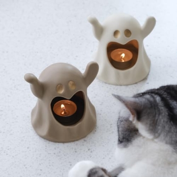 Spooky Ghostface Candle Holder Set for Halloween Decor