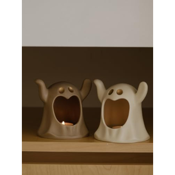 Spooky Ghostface Candle Holder Set for Halloween Decor