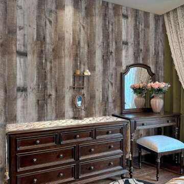 Livebor Shiplap Wood Peel and Stick Wallpaper Gray Wood Contact Paper 17.7”x 120” Vintage Wood Wallpaper Peel and Stick on Wallpaper Self Adhesive Wooden Removable Wall Paper Contact Paper for Walls