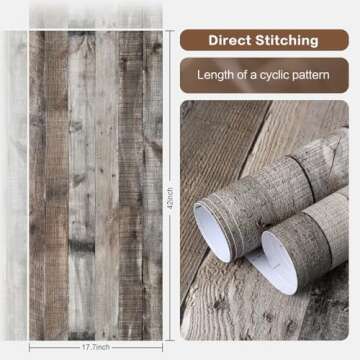 Livebor Shiplap Wood Peel and Stick Wallpaper Gray Wood Contact Paper 17.7”x 120” Vintage Wood Wallpaper Peel and Stick on Wallpaper Self Adhesive Wooden Removable Wall Paper Contact Paper for Walls