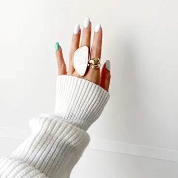 KURTCB Chunky Open Ring 14k Gold Plated Minimalist Adjustable Dome Teardrop Wide Bold Statement Ring for Women (Gold)