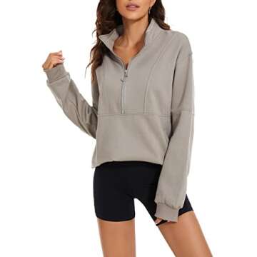 MISSACTIVER Women's Cozy Half Zip Oversized Sweatshirt