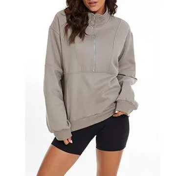 MISSACTIVER Women's Cozy Half Zip Oversized Sweatshirt
