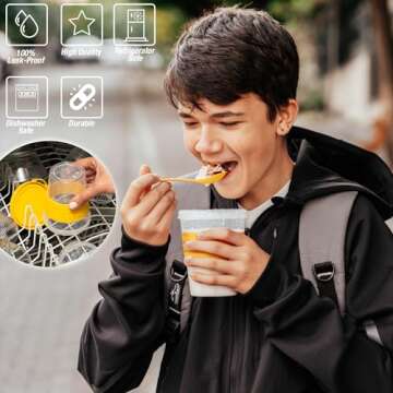 EYNEL Breakfast Containers with Lids & Spoons for Fresh Meals