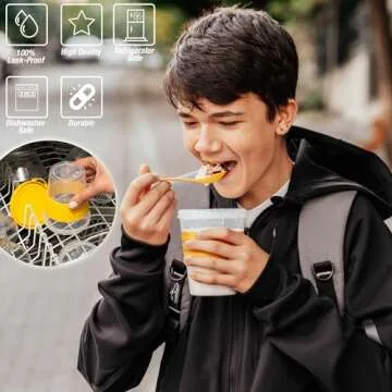 EYNEL Breakfast Containers with Lids & Spoons for Fresh Meals