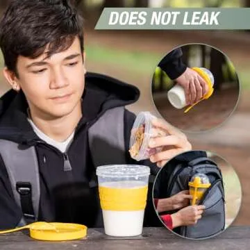 EYNEL Breakfast Containers with Lids & Spoons for Fresh Meals