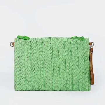 HINGTAT Straw Shoulder Bag Handmade for Summer Style