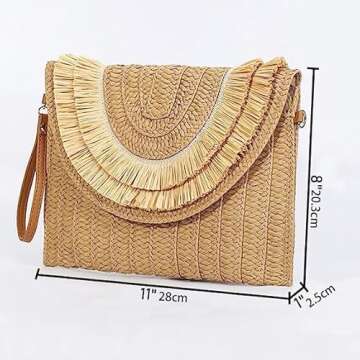 HINGTAT Straw Shoulder Bag Handmade for Summer Style