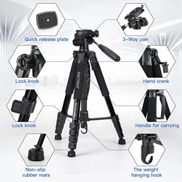 MACTREM 55" Travel Tripod for DSLR & SLR Cameras