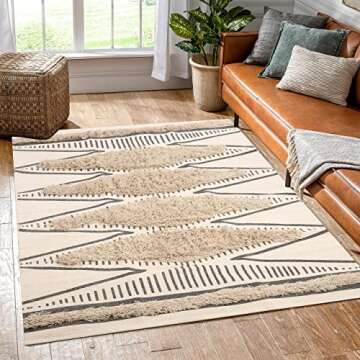 LEEVAN Boho Geometric Area Rug Floor Carpet 3x5 ft, Farmhouse Rugs Runner Washable Woven Living Room...