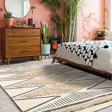 LEEVAN Boho Geometric Area Rug Floor Carpet 3x5 ft, Farmhouse Rugs Runner Washable Woven Living Room Rug Tribal Diamond Throw Rug for Indoor Outdoor Kitchen/Hallway/Bedroom/Porch