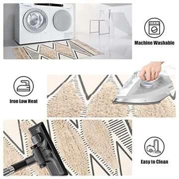 LEEVAN Boho Geometric Area Rug Floor Carpet 3x5 ft, Farmhouse Rugs Runner Washable Woven Living Room Rug Tribal Diamond Throw Rug for Indoor Outdoor Kitchen/Hallway/Bedroom/Porch