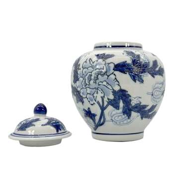 Galt White and Blue Chinoiserie Jar - Decorative Storage