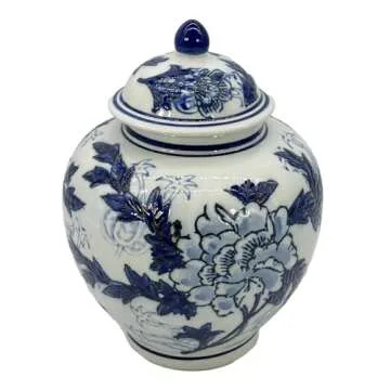 Galt White and Blue Chinoiserie Jar - Decorative Storage