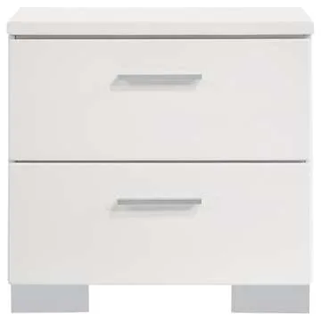 Coaster Home Furnishings Felicity Contemporary 4-Piece Bedroom Set Eastern King Size LED Panel Bed Frame 49-inch Headboard White High Gloss 203500KE-S4