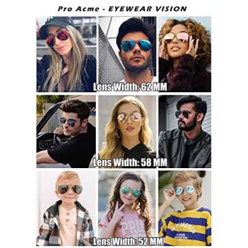 Pro Acme Polarized Aviator Sunglasses for Men and Women 100% UV Protection, 58mm (Gold Frame/Pink Mi...