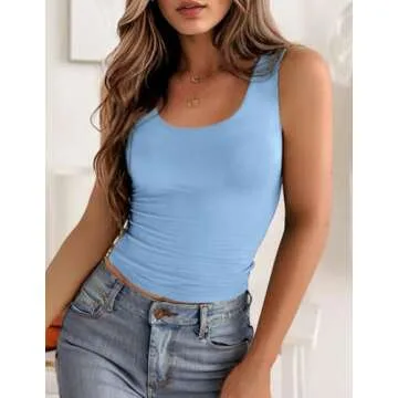 Zeagoo Blue Double Lined Scoop Neck Tank Top