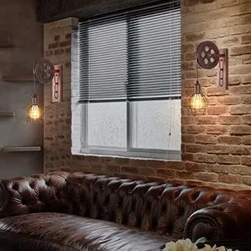 BAODEN Industrial Wall Sconce 1-Light Rustic Mid Century Wall Light with Matte Iron Cage Lampshade for Indoor Lighting Barn Restaurant Wine Cellar(Rust Color)