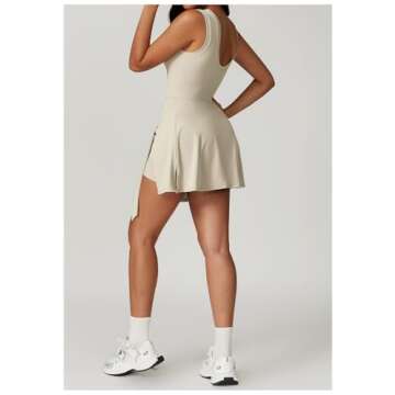 Tennis Dress for Women Athletic Dress with Built in Shorts Sleeveless Side Slit Golf Dress Workout B...