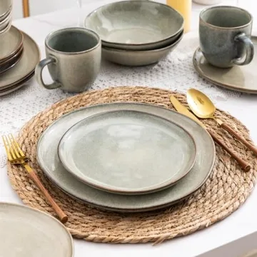 AmorArc Handmade Reactive Glaze Dinner Plates Set
