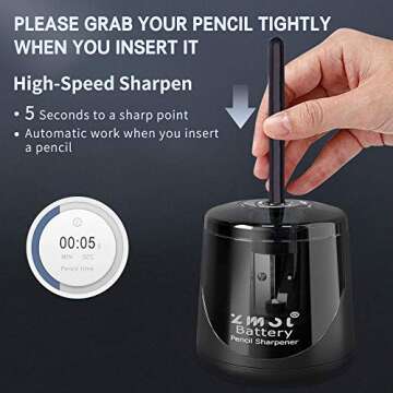 ZMOL Electric Pencil Sharpener - Quick and Portable Design