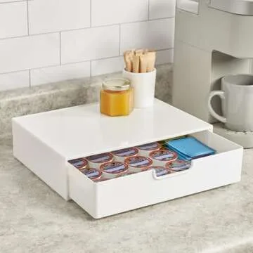 STORi STAX Plastic Stackable Organizer Drawer in Solid Cloud White | 12.5-inches Wide | Organize Office Desk Accessories and Sort Letter-Size Paper | Made in USA