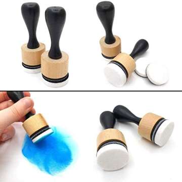 Pixiss Mini Ink Blending Tools, 2 Pack Round with 4 Replacement Foam Pads for Distressing, Blending and More