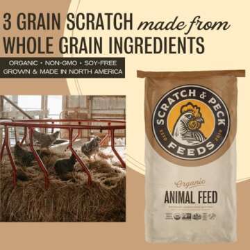Scratch and Peck 3 Grain Scratch Chicken and Duck Supplemental Grain - 40 lbs Bag - Corn-Free and Soy-Free - 9.8% Protein, Certified Organic and Non-GMO Project Verified Chicken Food
