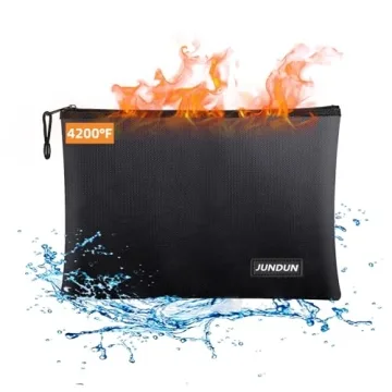 JUNDUN Fireproof Document Bags, 14.2”x 10.0” Waterproof, Secure Storage Pouch