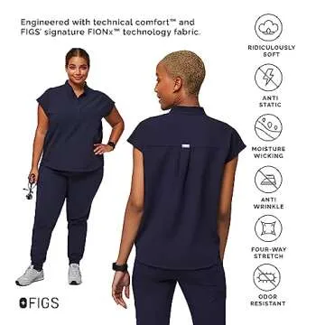 FIGS Rafaela Oversized Scrub Top Women Navy Blue XXS