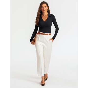 Meetrendi Women's V-Neck Polo Shirt for Work & Casual