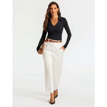 Meetrendi Women's V-Neck Polo Shirt for Work & Casual