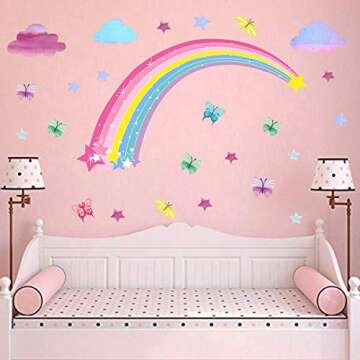 Easu Rainbow Wall Decal for Kids Room Decor