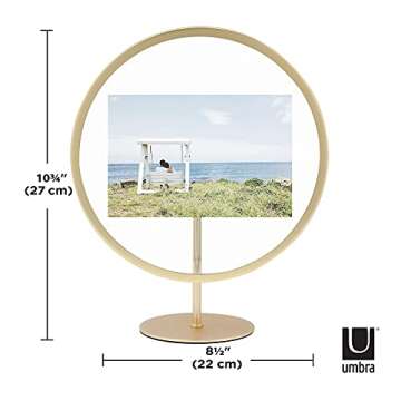 Umbra Infinity Picture Frame, Floating Photo Display for Desk or Wall, 4X6, MAT BRAS