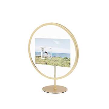 Umbra Infinity Picture Frame, Floating Photo Display for Desk or Wall, 4X6, MAT BRAS