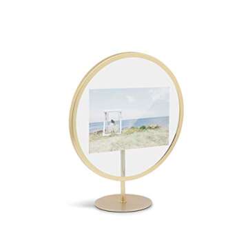 Umbra Infinity Picture Frame, Floating Photo Display for Desk or Wall, 4X6, MAT BRAS