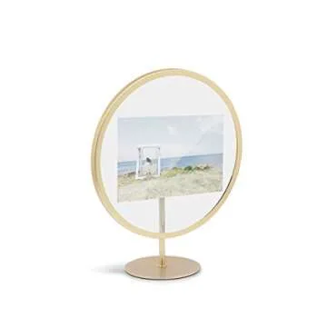 Umbra Infinity Picture Frame, Floating Photo Display for Desk or Wall, 4X6, MAT BRAS