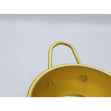 Abkitchen Korean Traditional Wine Bowls Korean Raw Rice Wine Hiking Soup Dish 4.7 inches 3 pcs Aluminum Yellow Made in Korea