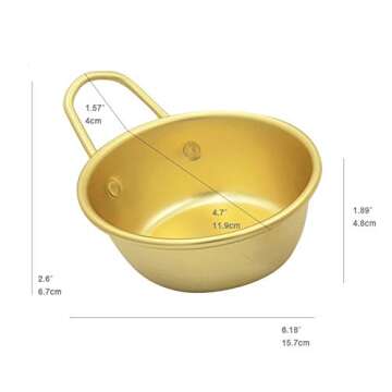 Abkitchen Korean Traditional Wine Bowls Korean Raw Rice Wine Hiking Soup Dish 4.7 inches 3 pcs Aluminum Yellow Made in Korea