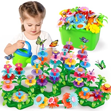 BainGesk Toys for 3, 4, 5, 6 Year Old Girls, Preschool Flower Garden Building Set - 148pcs, Educatio...