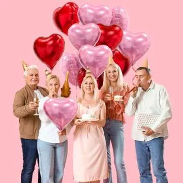 Pink Red Heart Balloons, 20 Pcs 18 Inch Heart Shaped Foil Balloons Galentines Balloons for Girls Birthday Wedding Anniversary Engagement Party Valentines Day Decorations