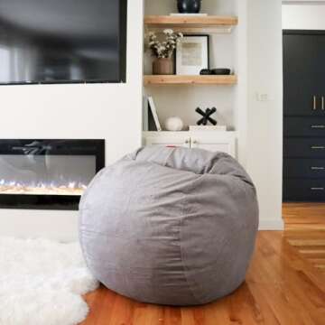 CordaRoy's Chenille Bean Bag Chair, Convertible Chair Folds from Bean Bag to Lounger, As Seen on Shark Tank, Charcoal - Full Size