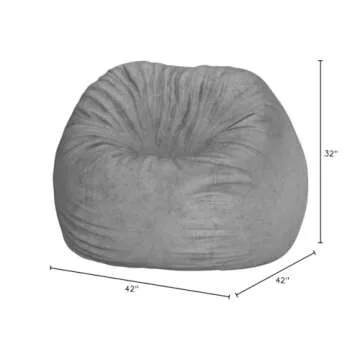 CordaRoy's Chenille Bean Bag Chair, Convertible Chair Folds from Bean Bag to Lounger, As Seen on Shark Tank, Charcoal - Full Size