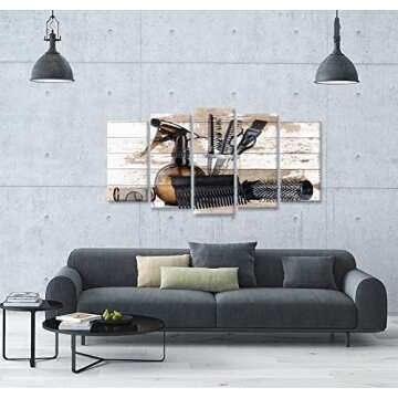 iHAPPYWALL Large 5 Pieces Vintage Barber Shop Wall Art Hair Salon Tools Set Great Gift Hair Stylists Picture Print for Home Bedroom Decor Ready to Hang