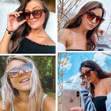 mosanana Women's Retro Tortoise Shell Sunglasses with UV Protection, Stylish and Comfortable